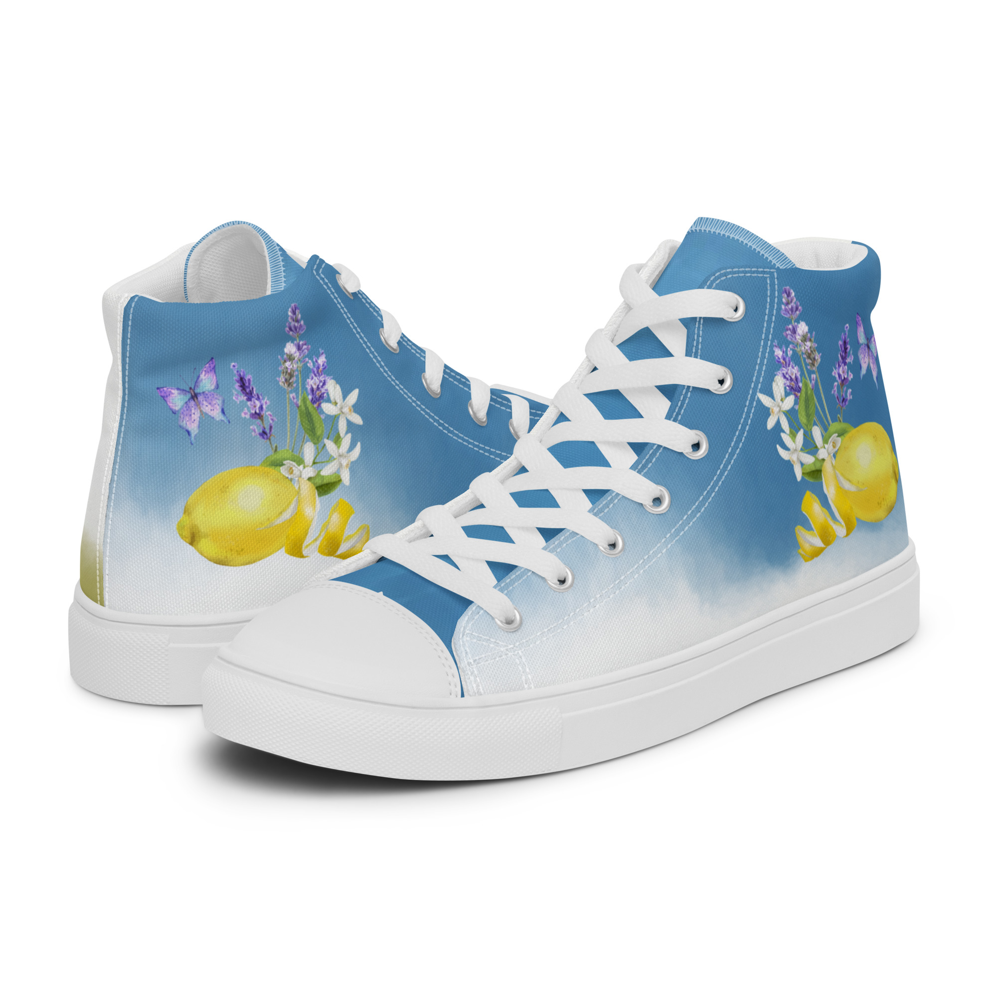 Lemon and Lavender Women's High Top Sneakers