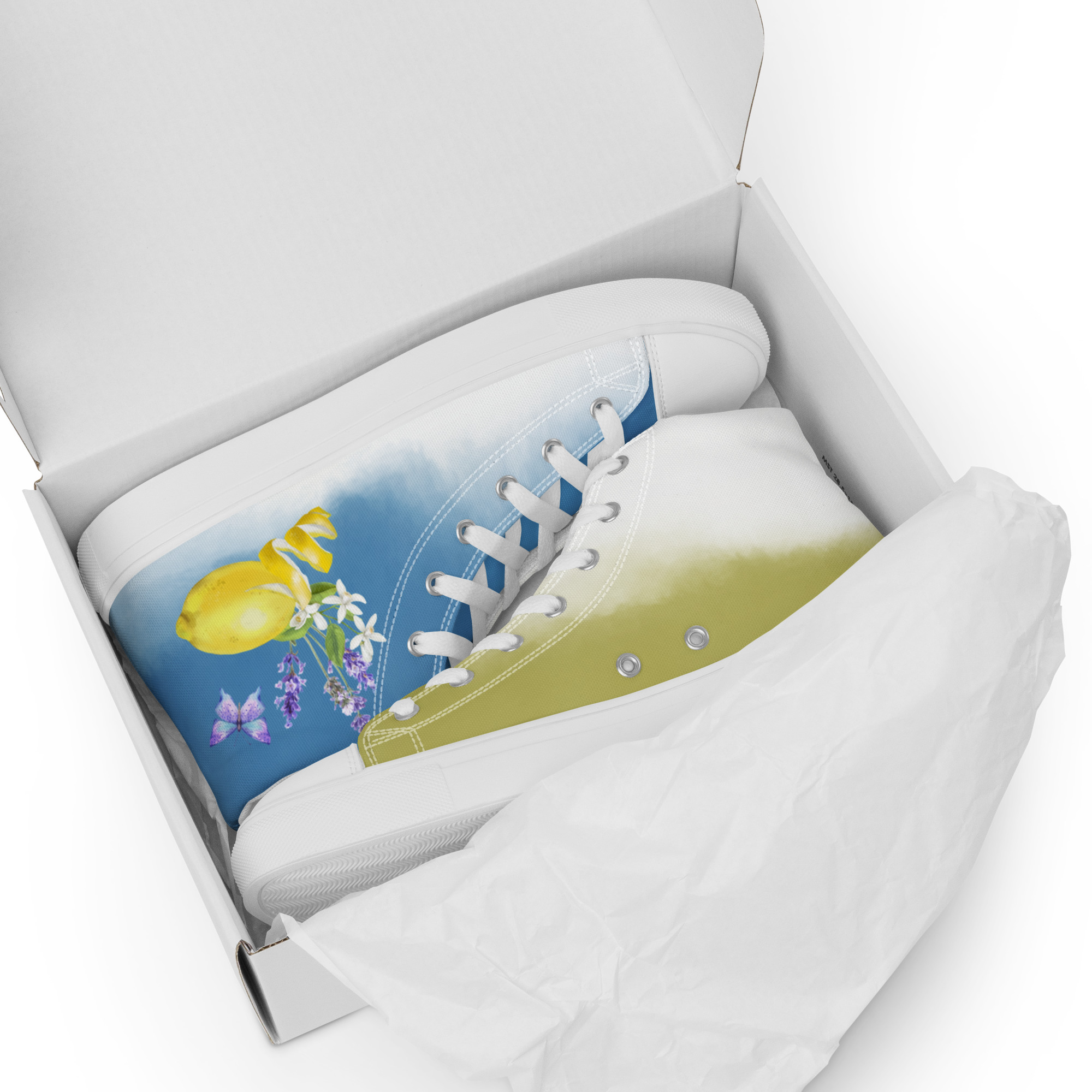 Lemon and Lavender Women's High Top Sneakers - Image 5