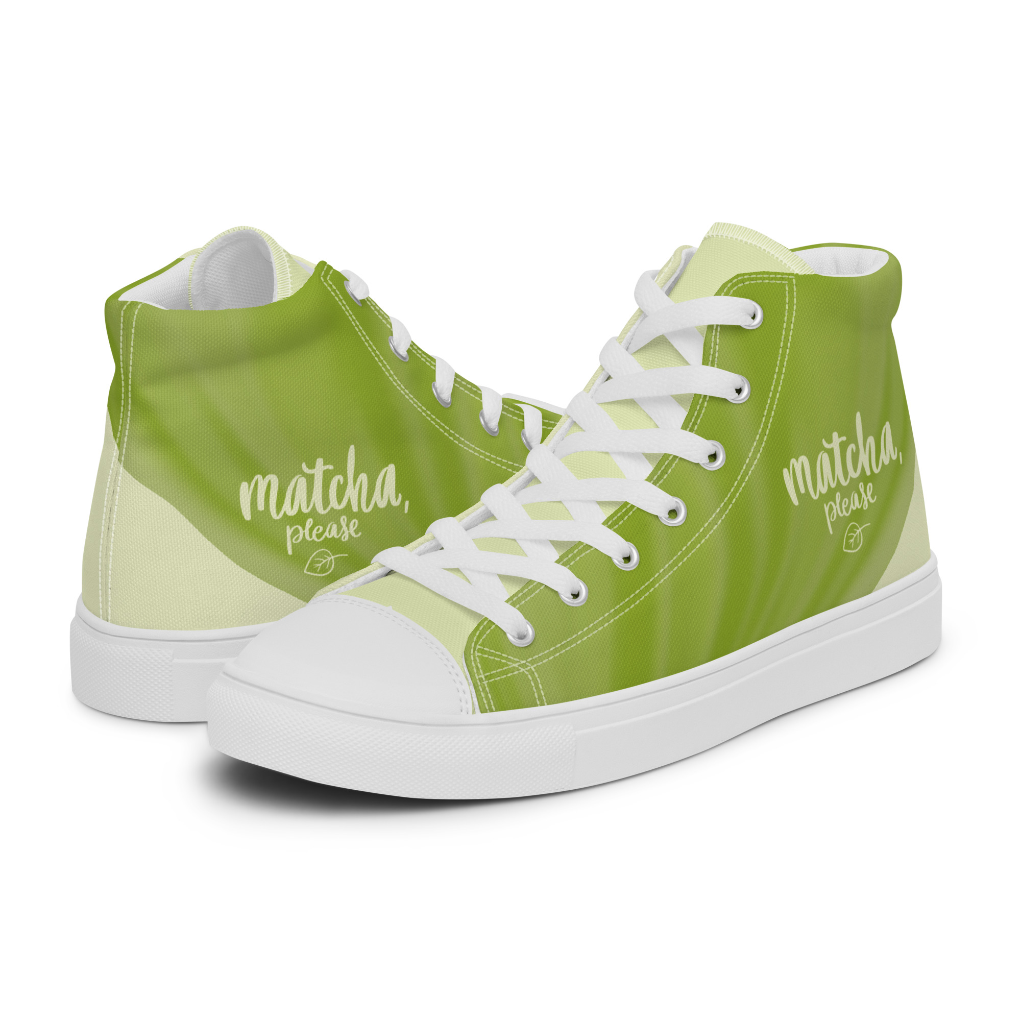 Matcha Please High Top Shoes – Women's Matcha Green Canvas Sneakers